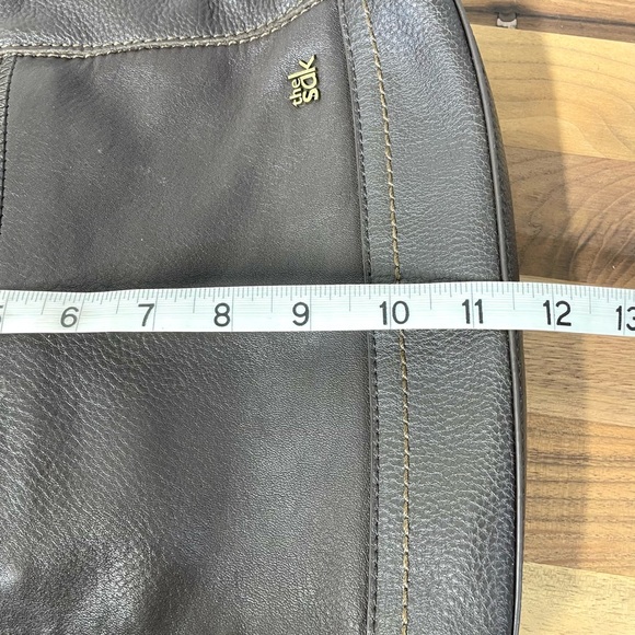 The Sak Brown Pebbled Leather Crossbody Bag Zip Top Adjustable Strap Minimalist - Picture 14 of 15